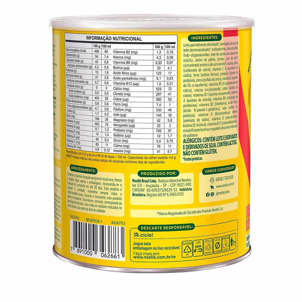 Fórmula Infantil Ninho Primeira Infância - 1 a 3 anos 800g - Nestlé Produto Fórmula Infantil Ninho Primeira Infância - 1 a 3 anos 800g - Nestlé