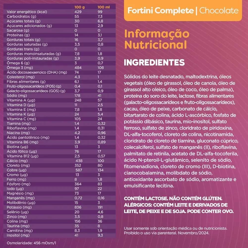 Produto Fortini Complete Chocolate 400g - Danone 