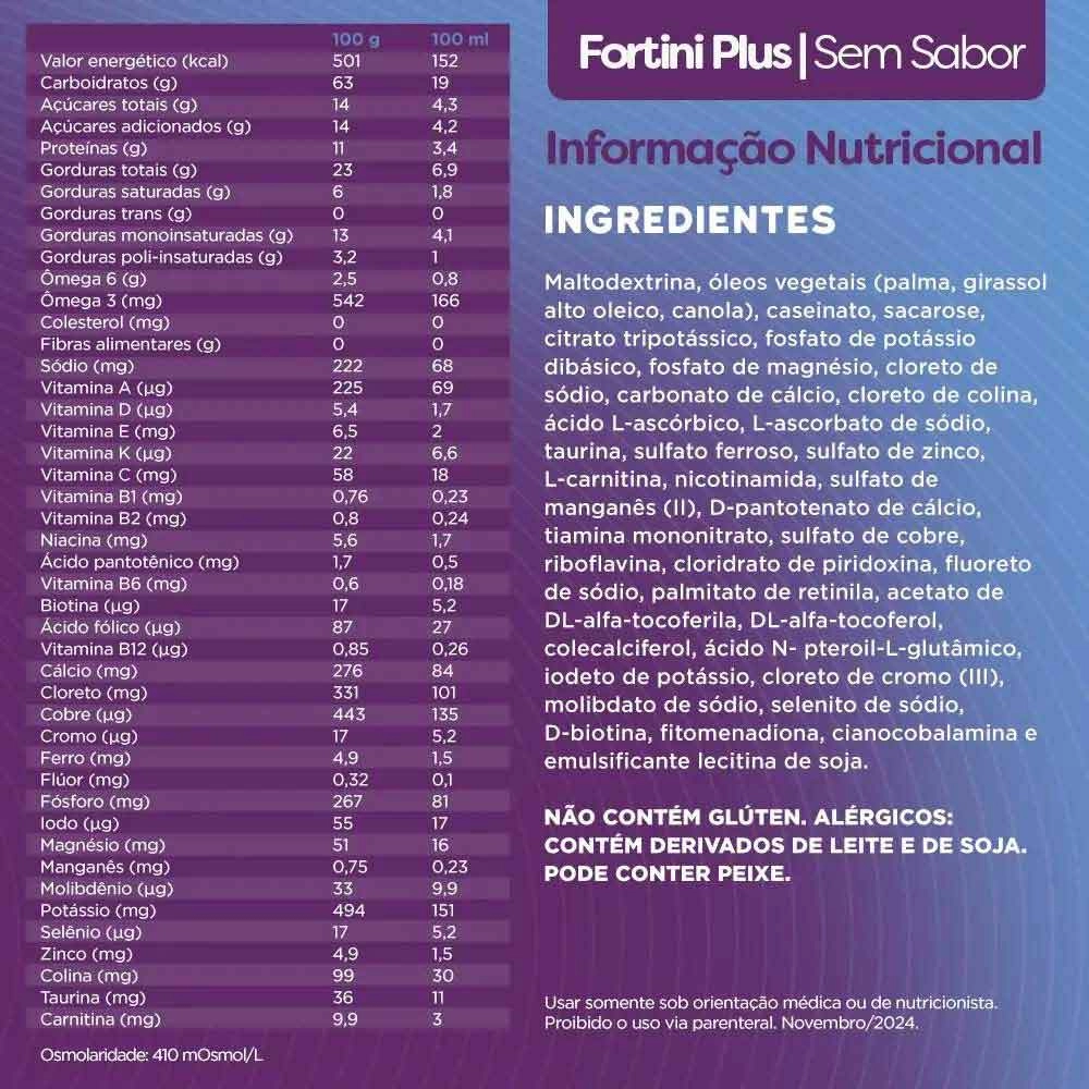 Fortini Plus Sem Sabor 400g - Danone Produto Fortini Plus Sem Sabor 400g - Danone