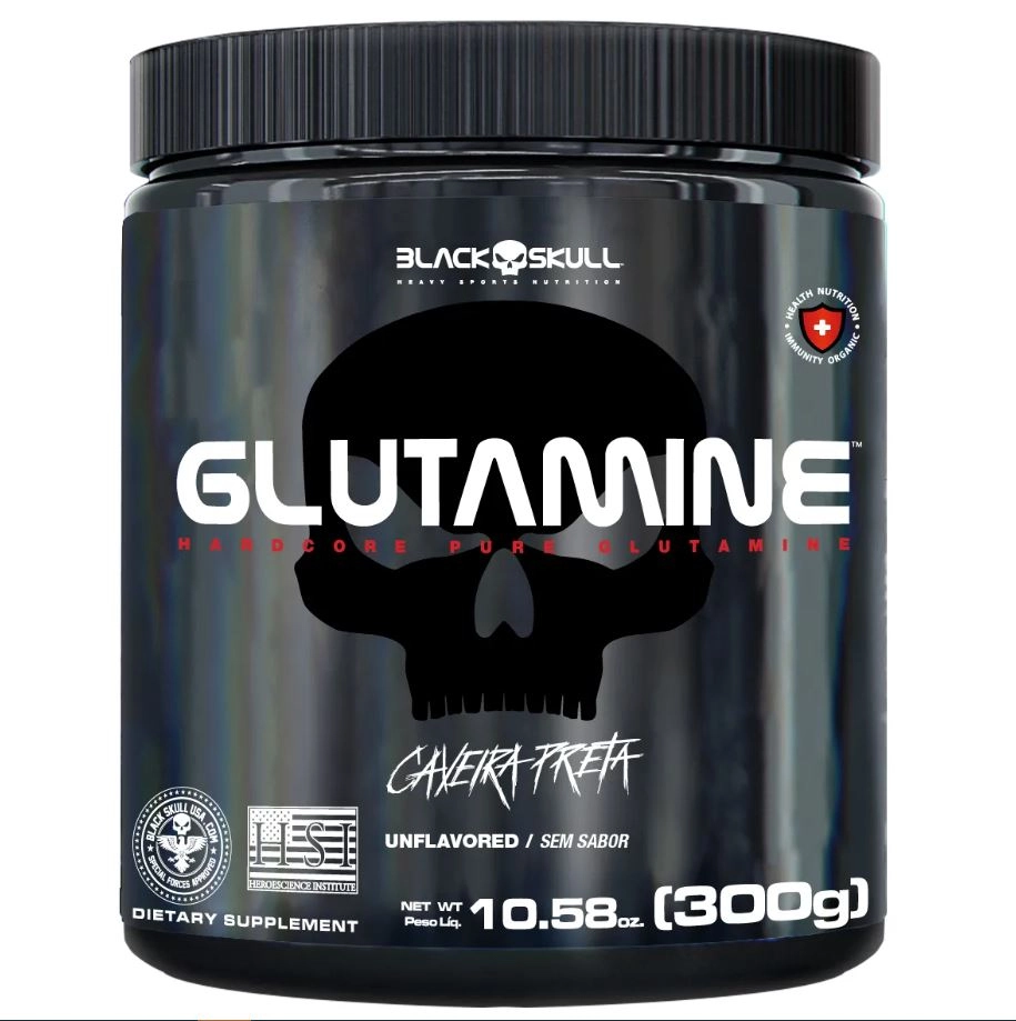 Produto Glutamine Caveira Preta 300g Black Skull