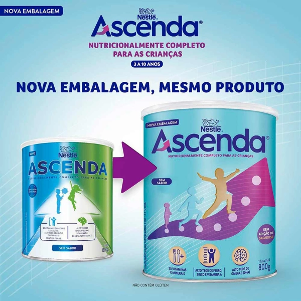 Ascenda Suplemento Sem Sabor 800g - Nestlé Produto Ascenda Suplemento Sem Sabor 800g - Nestlé