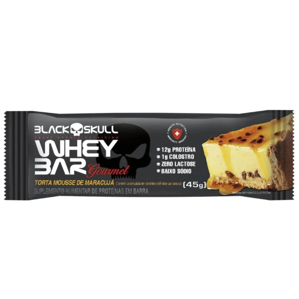 Barra de Proteina Whey Bar Mousse Maracuja 45g Black Skull Produto Barra de Proteina Whey Bar Mousse Maracuja 45g Black Skull