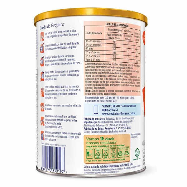 Fórmula Infantil Alfamino Hmo - 0 a 3 Anos 400g - Nestlé Produto Fórmula Infantil Alfamino Hmo - 0 a 3 Anos 400g - Nestlé