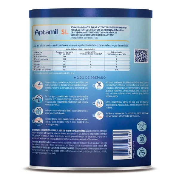 Fórmula Infantil Aptamil SL 800gr - Danone Produto Fórmula Infantil Aptamil SL 800gr - Danone