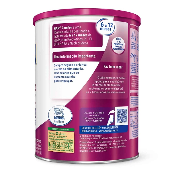 Fórmula Infantil Nan Comfor Hmo - 6 a 12 Meses 800g - Nestlé Produto Fórmula Infantil Nan Comfor Hmo - 6 a 12 Meses 800g - Nestlé