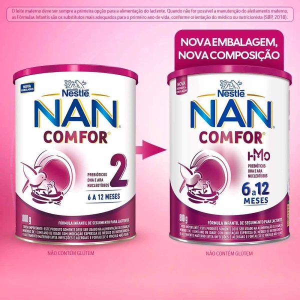 Fórmula Infantil Nan Comfor Hmo - 6 a 12 Meses 800g - Nestlé Produto Fórmula Infantil Nan Comfor Hmo - 6 a 12 Meses 800g - Nestlé