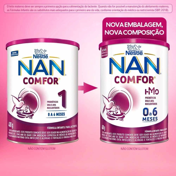 Fórmula Infantil Nan Comfor Hmo - 0 a 6 Meses 400g - Nestlé Produto Fórmula Infantil Nan Comfor Hmo - 0 a 6 Meses 400g - Nestlé