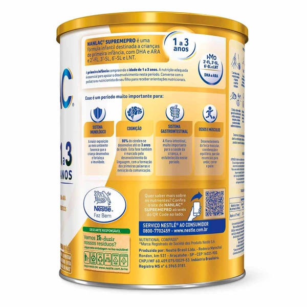 Produto Fórmula Infantil Nanlac Supreme Pro - 1 a 3 Anos - 800g - Nestlé