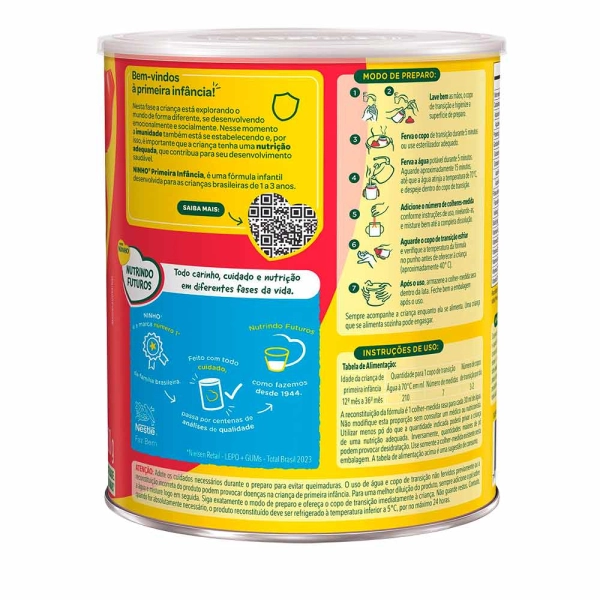 Fórmula Infantil Ninho Primeira Infância - 1 a 3 anos 800g - Nestlé Produto Fórmula Infantil Ninho Primeira Infância - 1 a 3 anos 800g - Nestlé