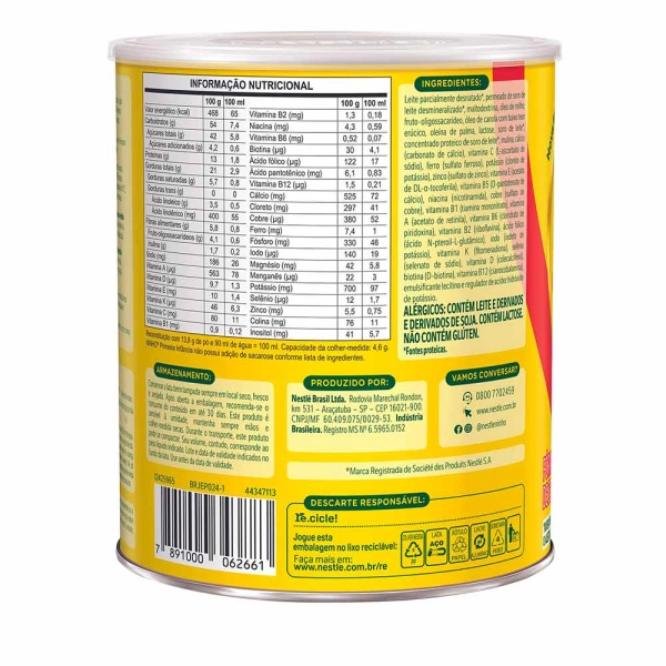 Fórmula Infantil Ninho Primeira Infância - 1 a 3 anos 800g - Nestlé Produto Fórmula Infantil Ninho Primeira Infância - 1 a 3 anos 800g - Nestlé