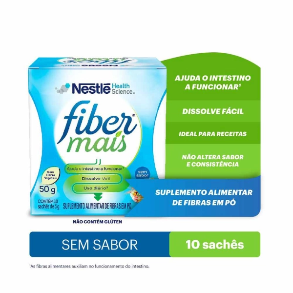 Fiber Mais com 10 Saches de 5g Nestlé Produto Fiber Mais com 10 Saches de 5g Nestlé