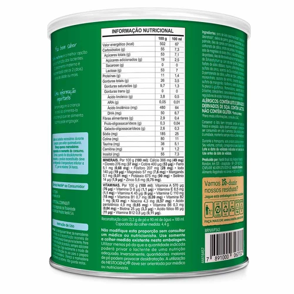Fórmula Infantil Nestogeno 1 - 0 a 6 Meses 800g - Nestlé Produto Fórmula Infantil Nestogeno 1 - 0 a 6 Meses 800g - Nestlé