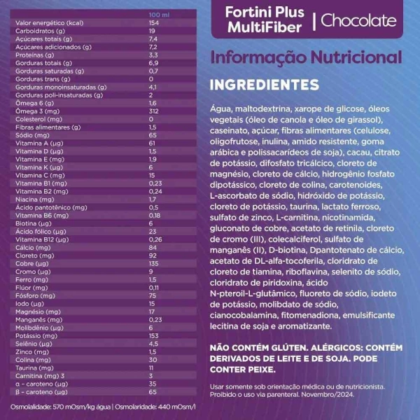 Fortini Multi Fiber Chocolate 200ml - Danone Produto Fortini Multi Fiber Chocolate 200ml - Danone