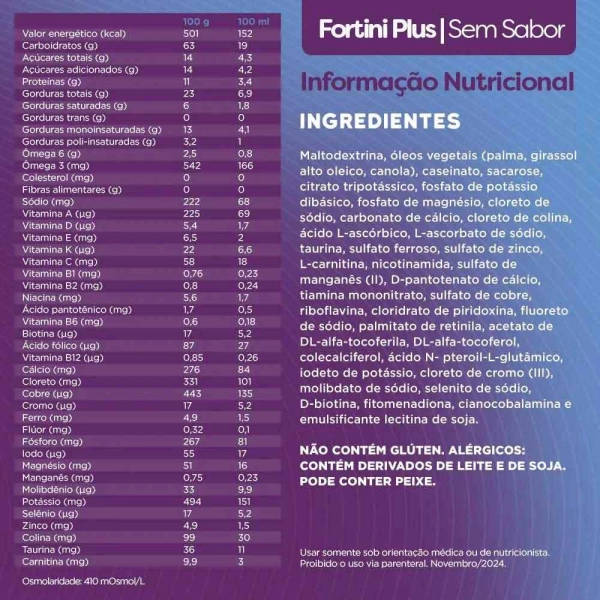Fortini Plus Sem Sabor 400g - Danone Produto Fortini Plus Sem Sabor 400g - Danone
