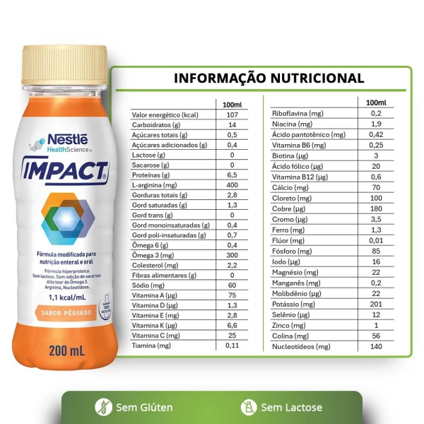 Impact Pêssego 200ml - Nestlé Produto Impact Pêssego 200ml - Nestlé