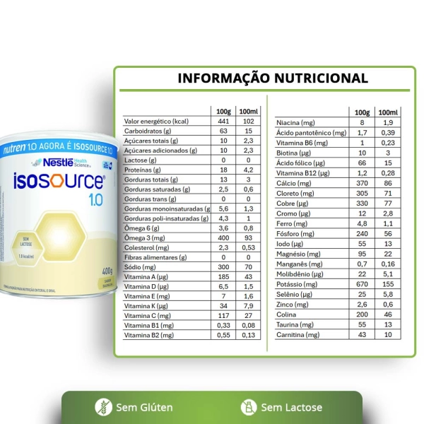 Produto Isosource 1.0 Baunilha 400g Nestlé