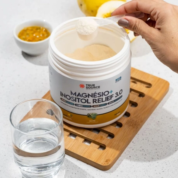 Magnesio + Inositol Relief 3.0 Maracuja 350g - True Source Produto Magnesio + Inositol Relief 3.0 Maracuja 350g - True Source