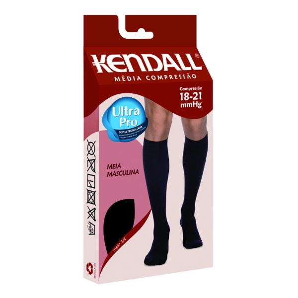 Produto Meia de Compressão Masculina 3/4 Preto média compressão Tamanho M - Kendall