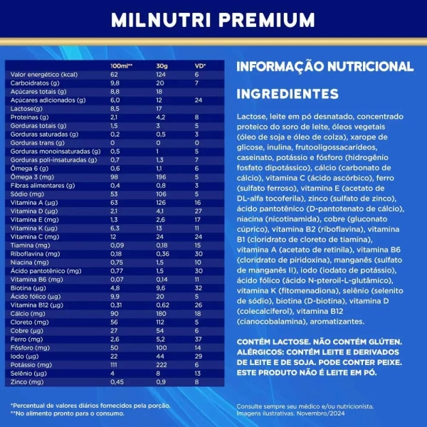 Milnutri Premium 800g Danone Produto Milnutri Premium 800g Danone