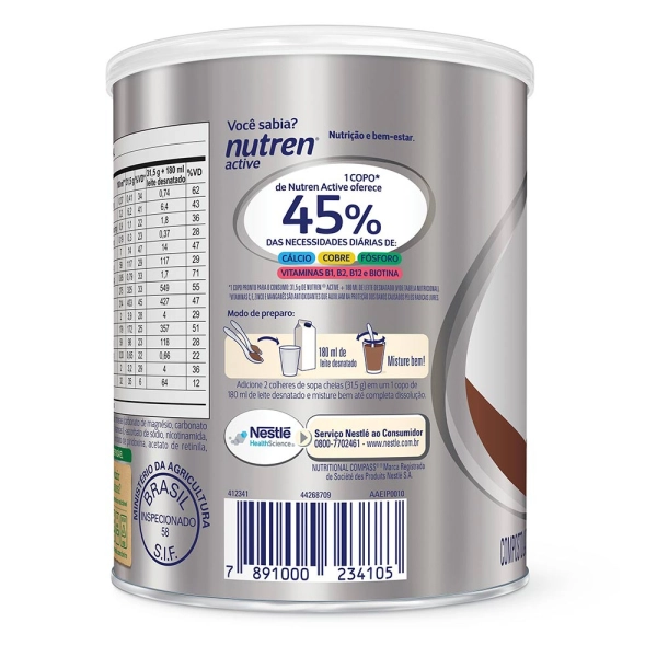 Nutren Active Chocolate 400g - Nestlé Produto Nutren Active Chocolate 400g - Nestlé