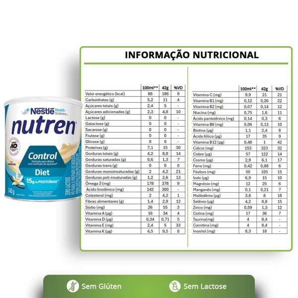 Nutren Control Baunilha 380g - Nestlé Produto Nutren Control Baunilha 380g - Nestlé