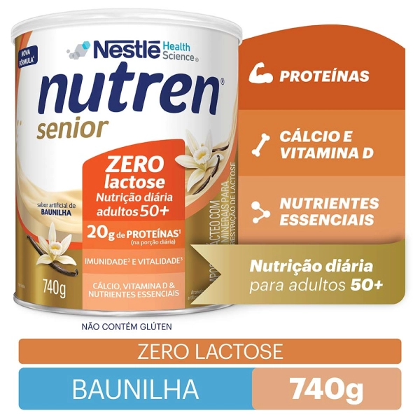 Nutren Senior Zero Lactose Baunilha 740g - Nestlé Produto Nutren Senior Zero Lactose Baunilha 740g - Nestlé