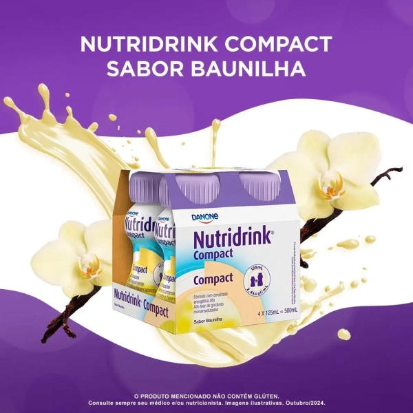 Nutridrink Compact Baunilha - 4 Unidades de 125ml - Danone Produto Nutridrink Compact Baunilha - 4 Unidades de 125ml - Danone
