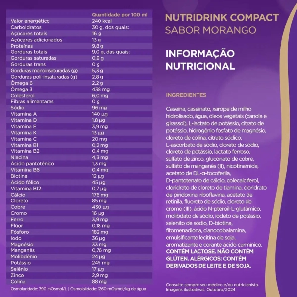Nutridrink Compact Morango - 4 Unidades de 125ml - Danone Produto Nutridrink Compact Morango - 4 Unidades de 125ml - Danone