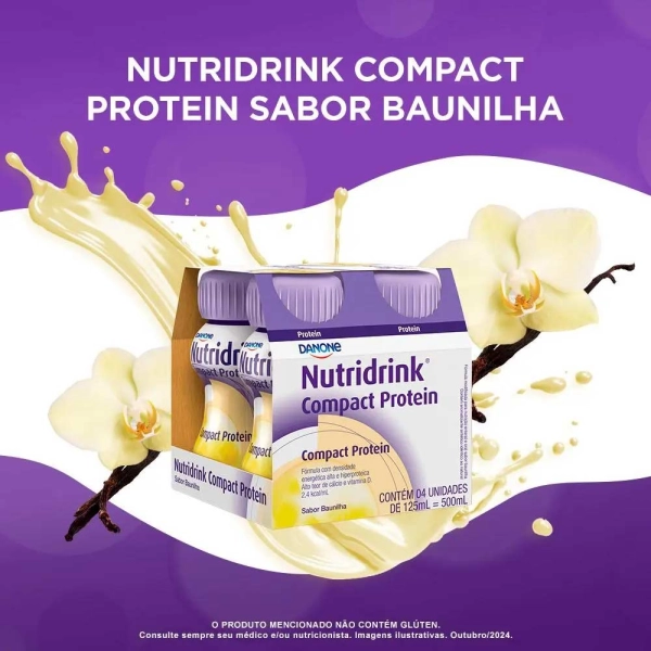 Nutridrink Compact Protein Baunilha - 4 Unidades de 125ml - Danone Produto Nutridrink Compact Protein Baunilha - 4 Unidades de 125ml - Danone