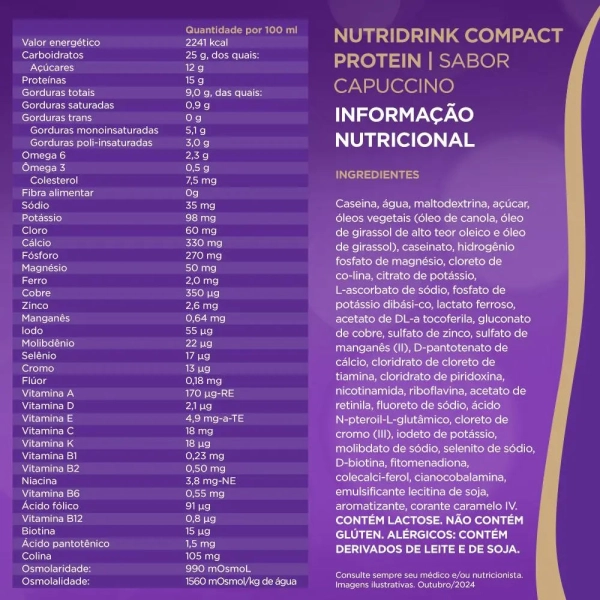 Nutridrink Compact Protein Cappuccino - 4 Unidades de 125ml - Danone Produto Nutridrink Compact Protein Cappuccino - 4 Unidades de 125ml - Danone