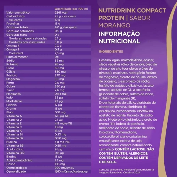 Nutridrink Compact Protein Morango - 4 Unidades de 125ml - Danone Produto Nutridrink Compact Protein Morango - 4 Unidades de 125ml - Danone