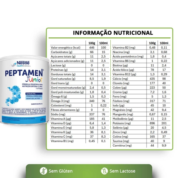 Peptamen Junior em Pó Baunilha 400g - Nestlé Produto Peptamen Junior em Pó Baunilha 400g - Nestlé