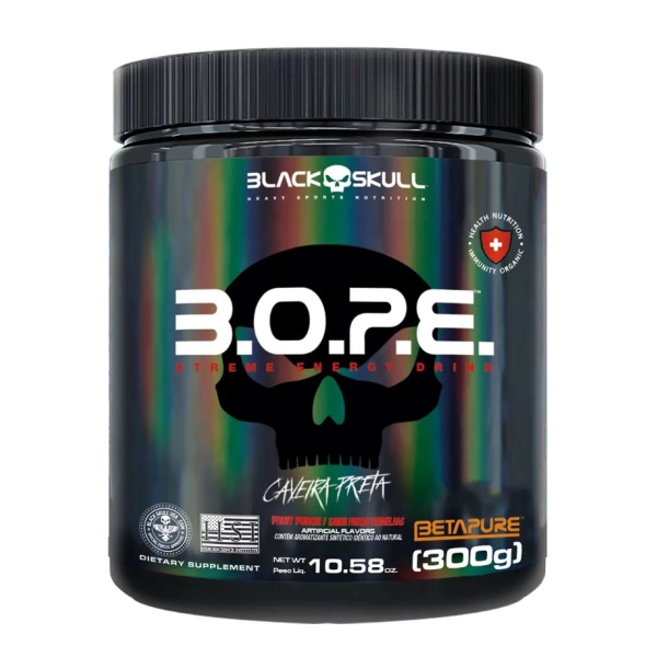 Pré Treino B.O.P.E Fruith Punch 300g - Black Skull Produto Pré Treino B.O.P.E Fruith Punch 300g - Black Skull