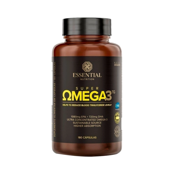 Super Omega 3 TG 1000mg 180 Cápsulas - Essential Nutrition Produto Super Omega 3 TG 1000mg 180 Cápsulas - Essential Nutrition