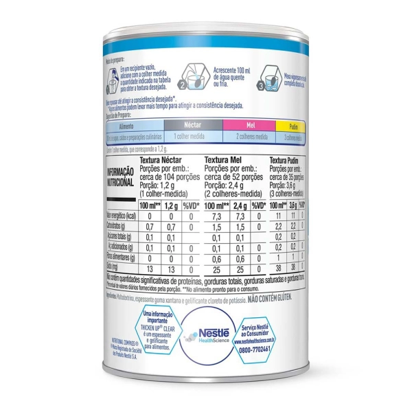 Thicken Up Clear 125g Espessante Alimentar - Nestlé Produto Thicken Up Clear 125g Espessante Alimentar - Nestlé