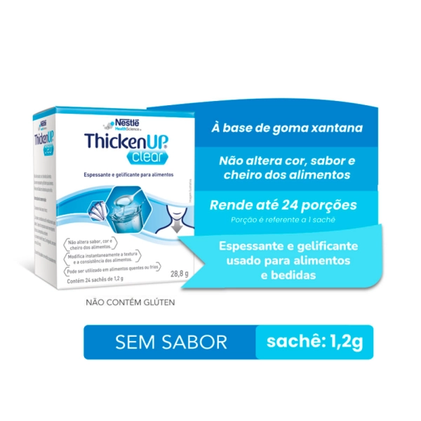 Thicken Up Clear Caixa com 24 Sachês de 1,2g Espessante Alimentar - Nestlé Produto Thicken Up Clear Caixa com 24 Sachês de 1,2g Espessante Alimentar - Nestlé