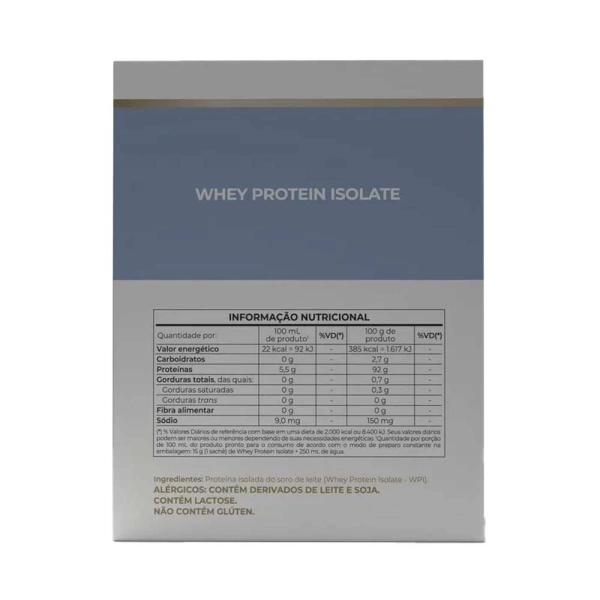 Whey Protein Isolate Caixa com 15 Sachês 15g - Vitafor Produto Whey Protein Isolate Caixa com 15 Sachês 15g - Vitafor
