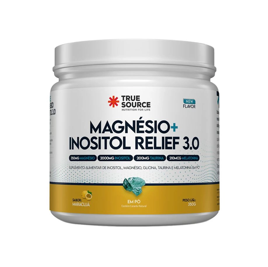 Magnesio + Inositol Relief 3.0 Maracuja 350g - True Source Produto Magnesio + Inositol Relief 3.0 Maracuja 350g - True Source