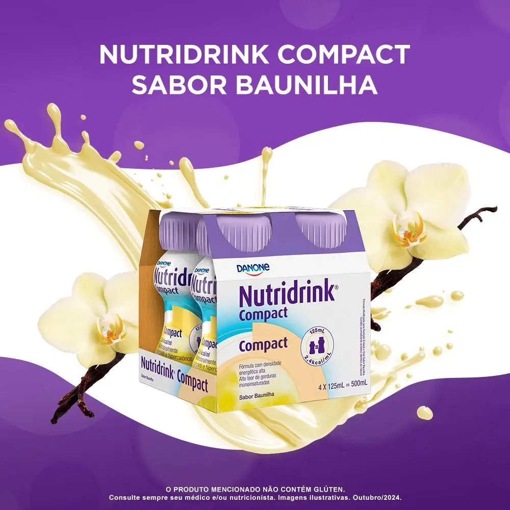 Nutridrink Compact Baunilha - 4 Unidades de 125ml - Danone Produto Nutridrink Compact Baunilha - 4 Unidades de 125ml - Danone