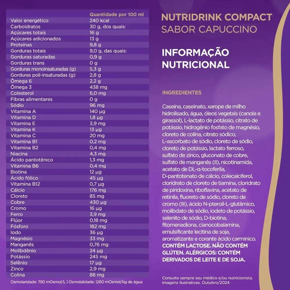 Produto Nutridrink Compact Cappuccino - 4 Unidades de 125ml - Danone