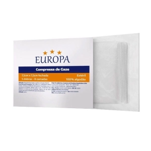 Produto - Compressa Gaze Curativo Estéril 7,5x7,5cm - Europa