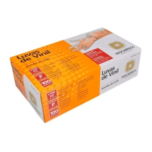 Produto - Luvas de Vinil Com Talco Tamanho P com 100 Unidades - Descarpack