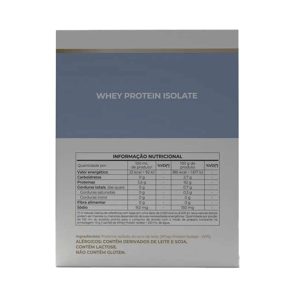 Whey Protein Isolate Caixa com 15 Sachês 15g - Vitafor Produto Whey Protein Isolate Caixa com 15 Sachês 15g - Vitafor
